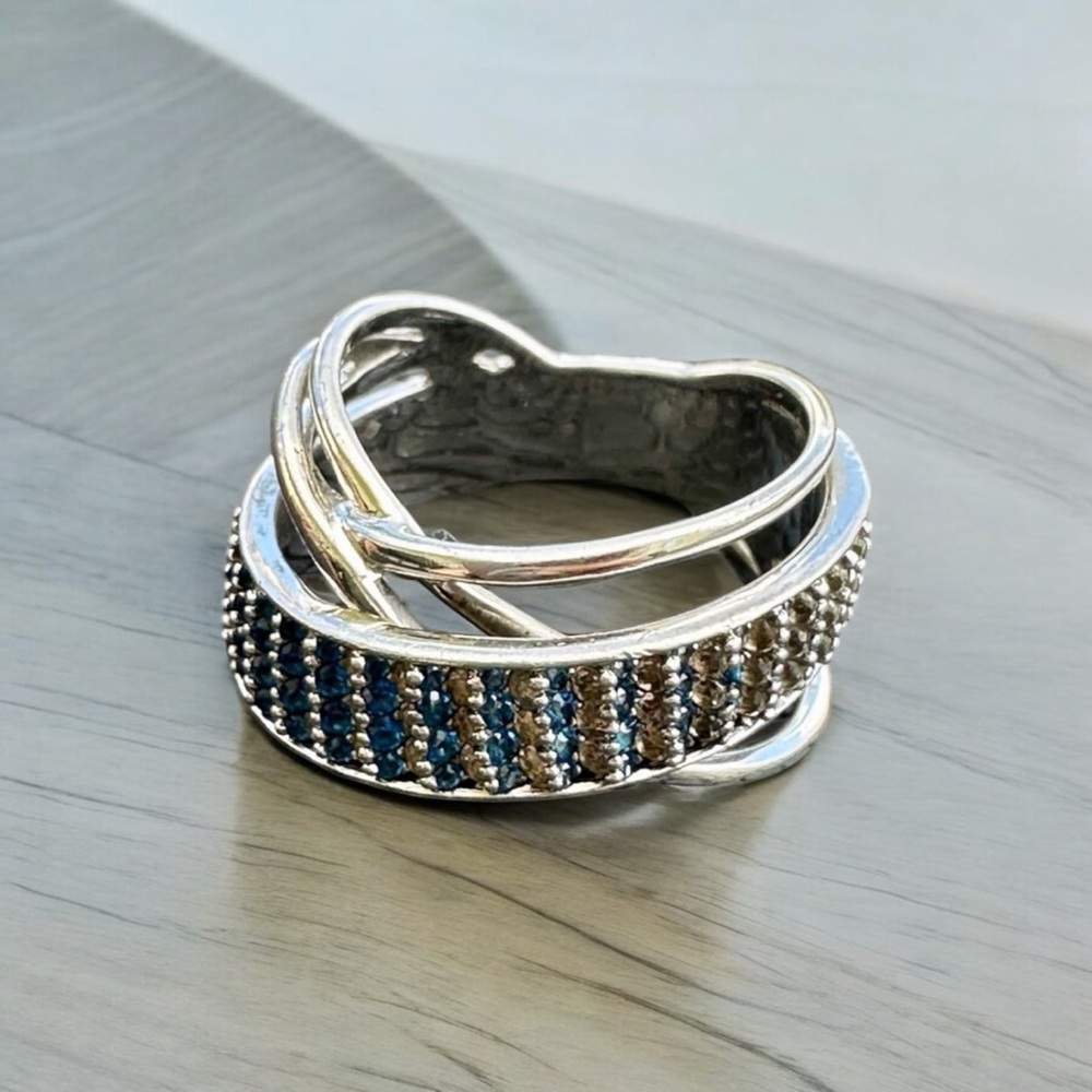 Natural Sapphire and Diamond Ring in 925 sterling silver ring